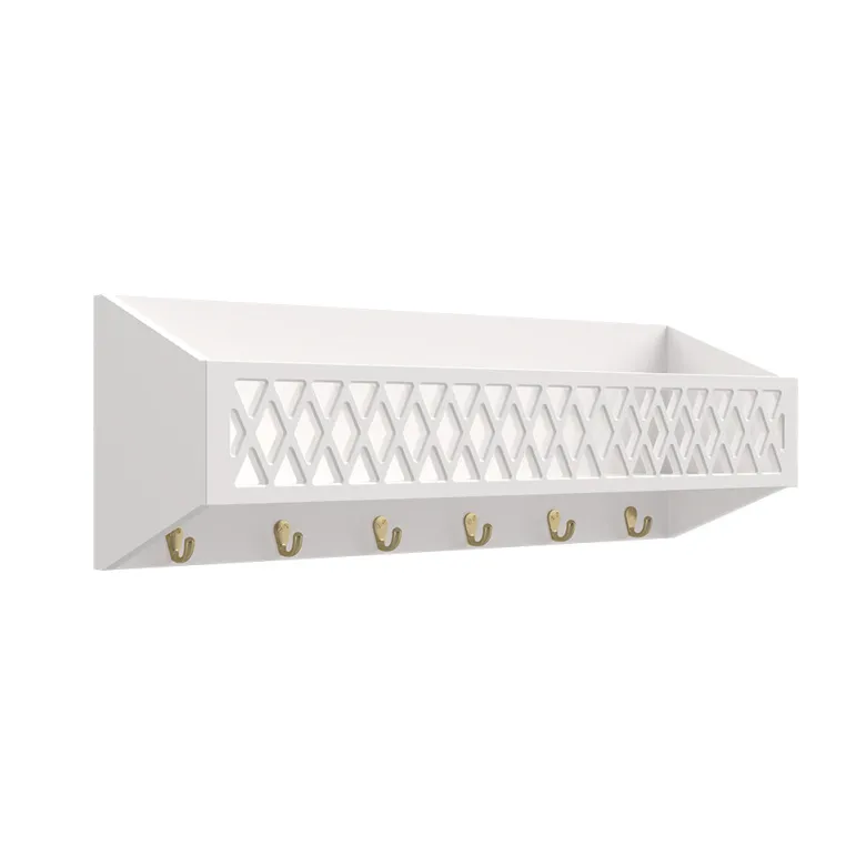 Cam Cam Harlequin hylde med kroge - White