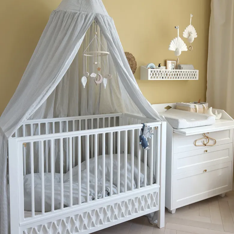 Cam Cam Musical Mobile, Organic, OCS Certified - Peacock - Cream White