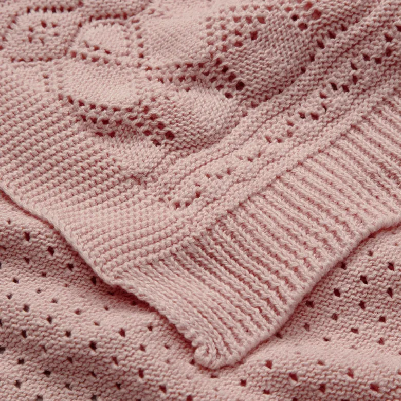 Cam Cam Pointelle Baby Knit Blanket, Sorbet
