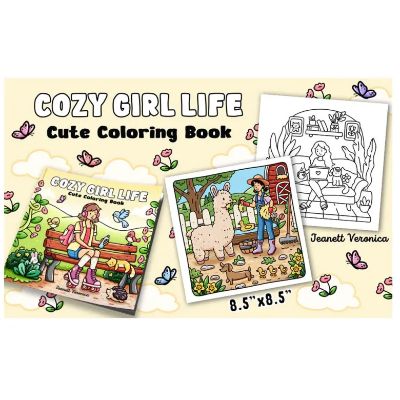 Cozy Girl Life Coloring Book