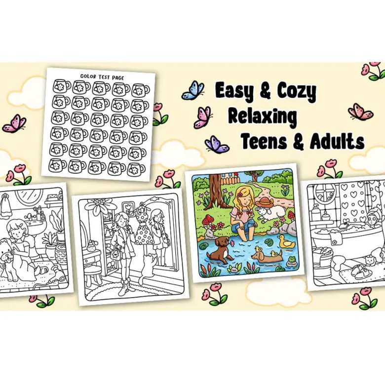 Cozy Girl Life Coloring Book