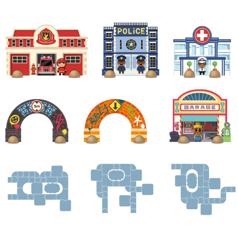 Crazy Motors City Road Puzzle - 33 Pieces