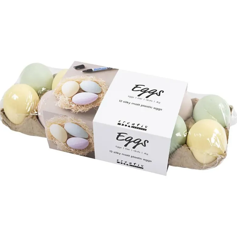Decorative Eggs Set of 12 in Pastel Colors