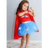Den Goda Fen Costume, Super Wondergirl with Cape - Size 4-6 Years