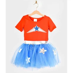 Den Goda Fen Costume, Super Wondergirl with Cape - Size 4-6 Years