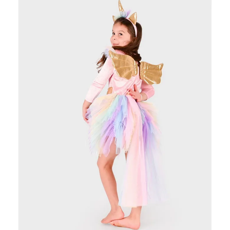 Den Goda Fen Unicorn Dress and Tiara, available in sizes 2–4 years, 4–6 years, and 6–8 years