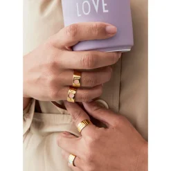 Design Letters Hope Ring, Gold - Soft Green - Size 50-56