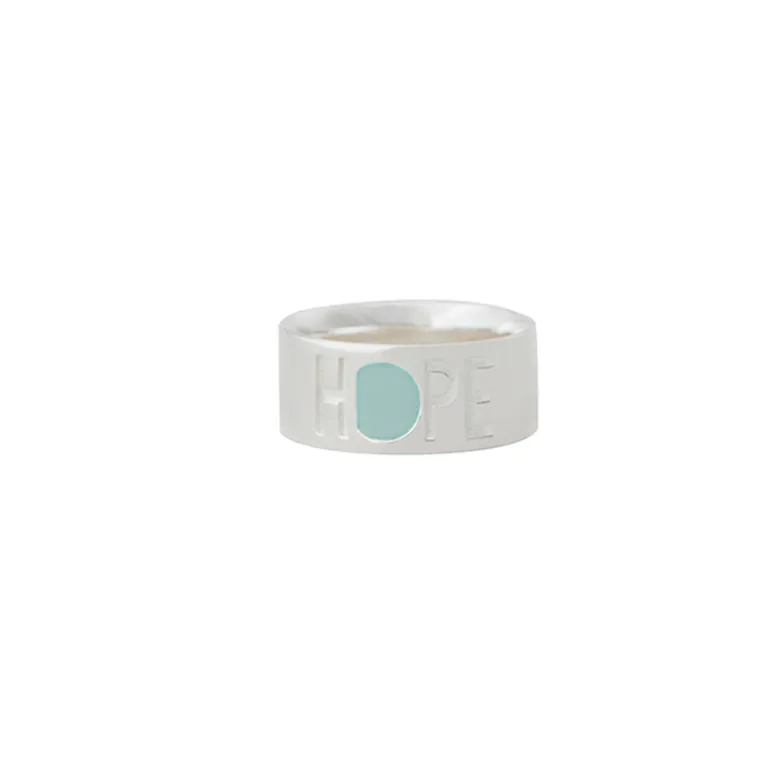 Design Letters Hope Ring, Silver - Soft Green - Size 50-56