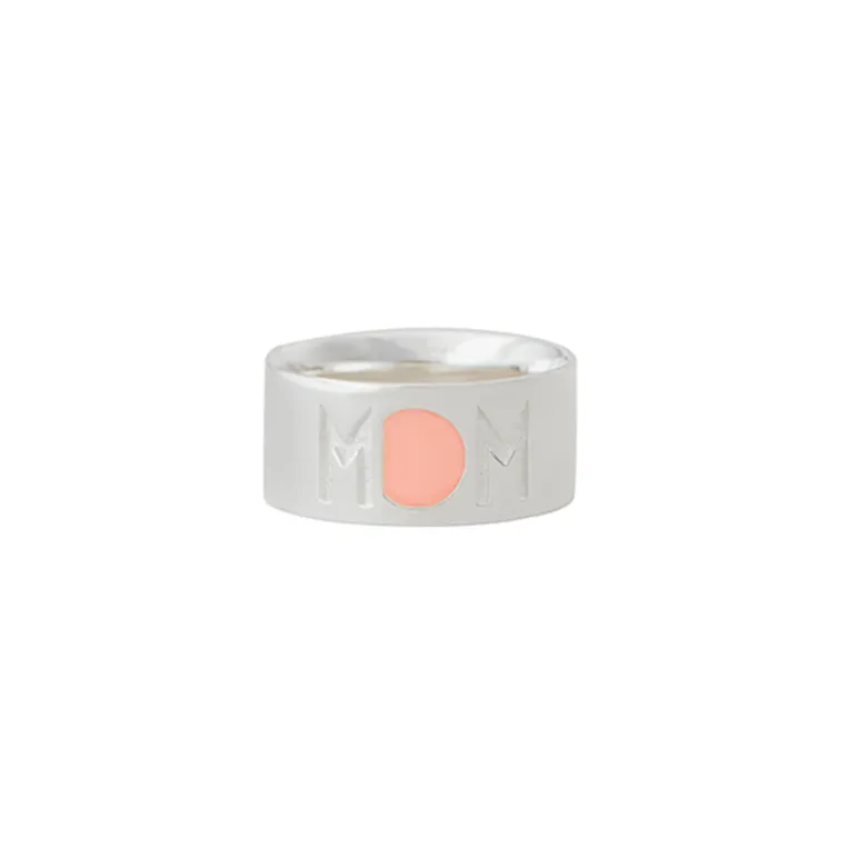 Design Letters Mom Ring, Silver - Nude - Size 50-56