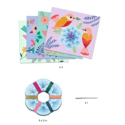 Djeco Activity Kit with Ribbons, Artistic Loops – Birds