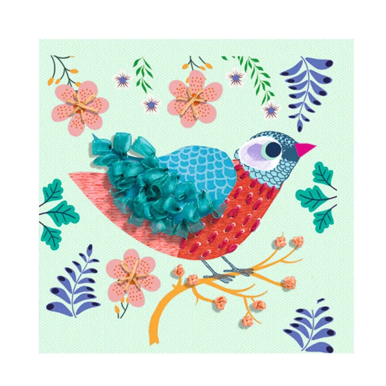 Djeco Activity Kit with Ribbons, Artistic Loops – Birds