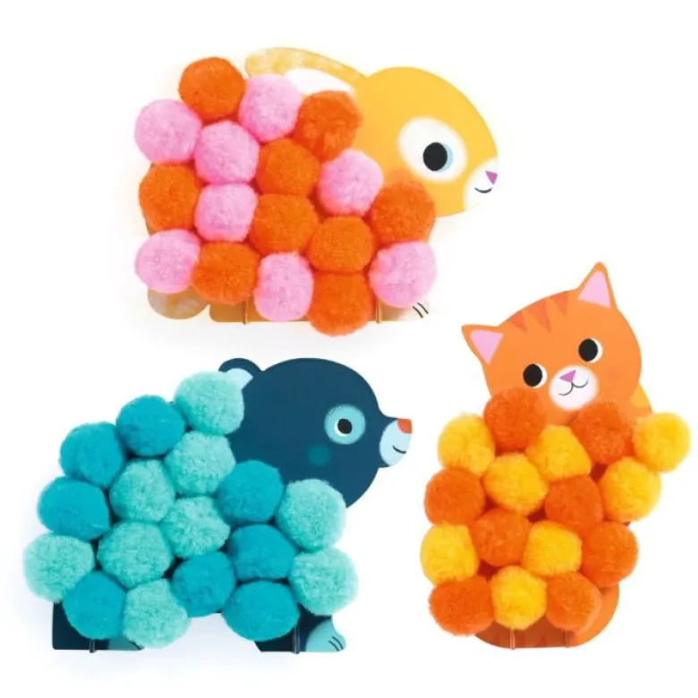 Djeco Collage Kit, Pompoms – Animals