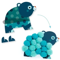 Djeco Collage Kit, Pompoms – Animals
