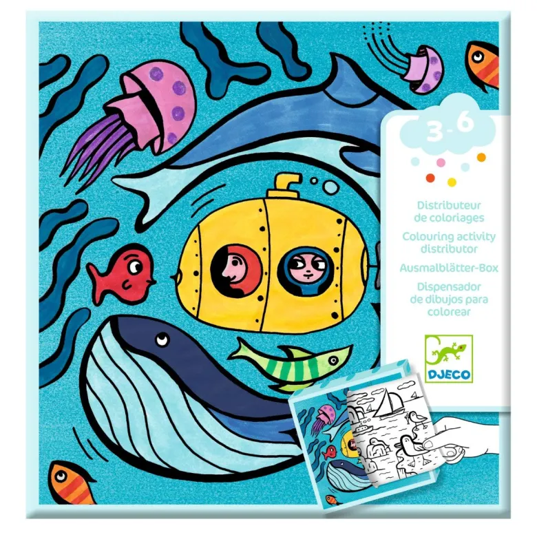 Djeco Coloring Set, Under the Sea in Long Strips