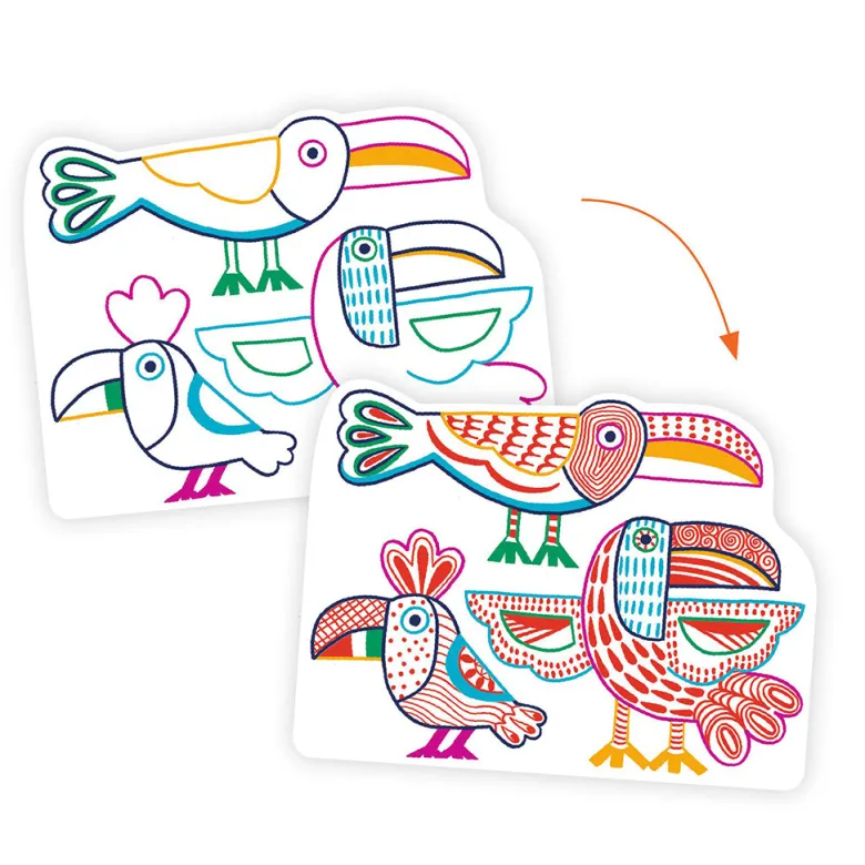 Djeco Coloring Set, Wild Families