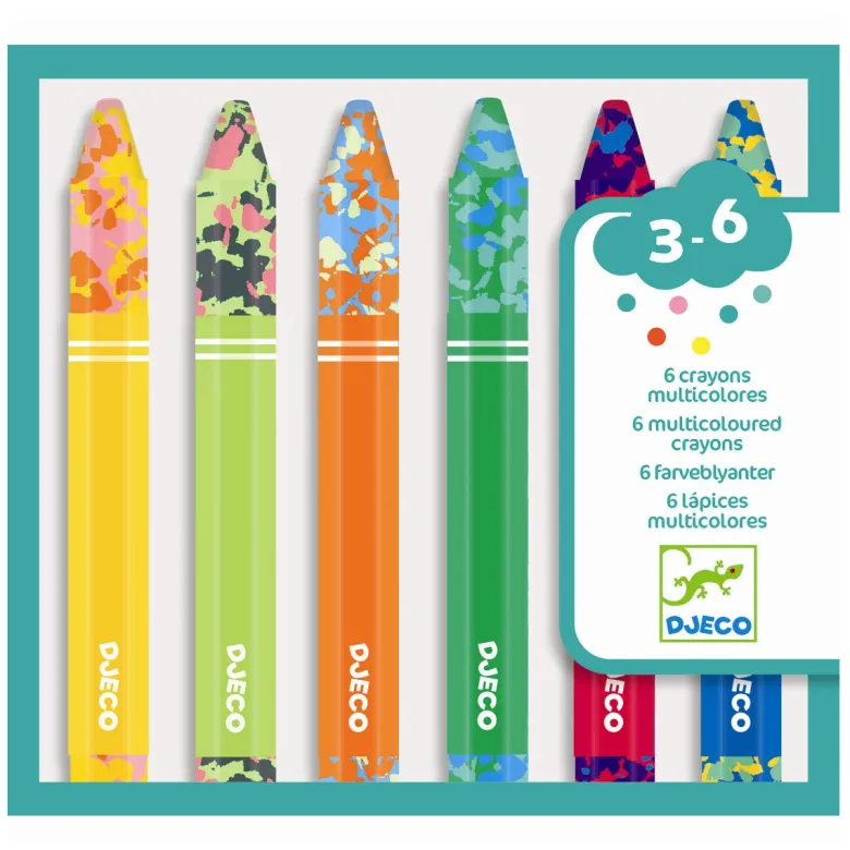 Djeco Crayons, Set of 6 - Multicolor