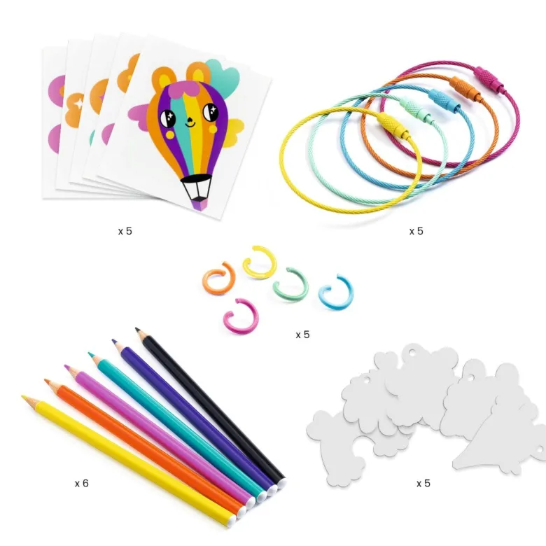 Djeco Creative Box, Artistic Plastic - Kawaii Keychains in Shrink Plastic