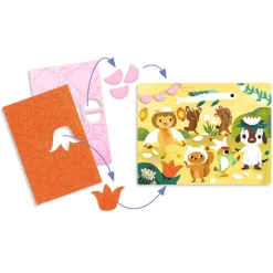 Djeco Creative Collage, Foam Fun - Glitter Parties