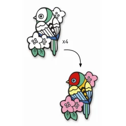 Djeco Creative Set, Velvet Painting for Little Ones - Birds
