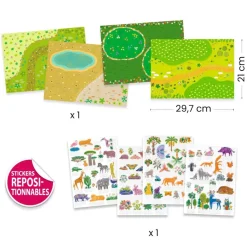 Djeco Creative Stand-Up Stickers, Animals