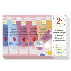 Djeco Finger Paints, Set of 6 Tubes - Pastel Colors