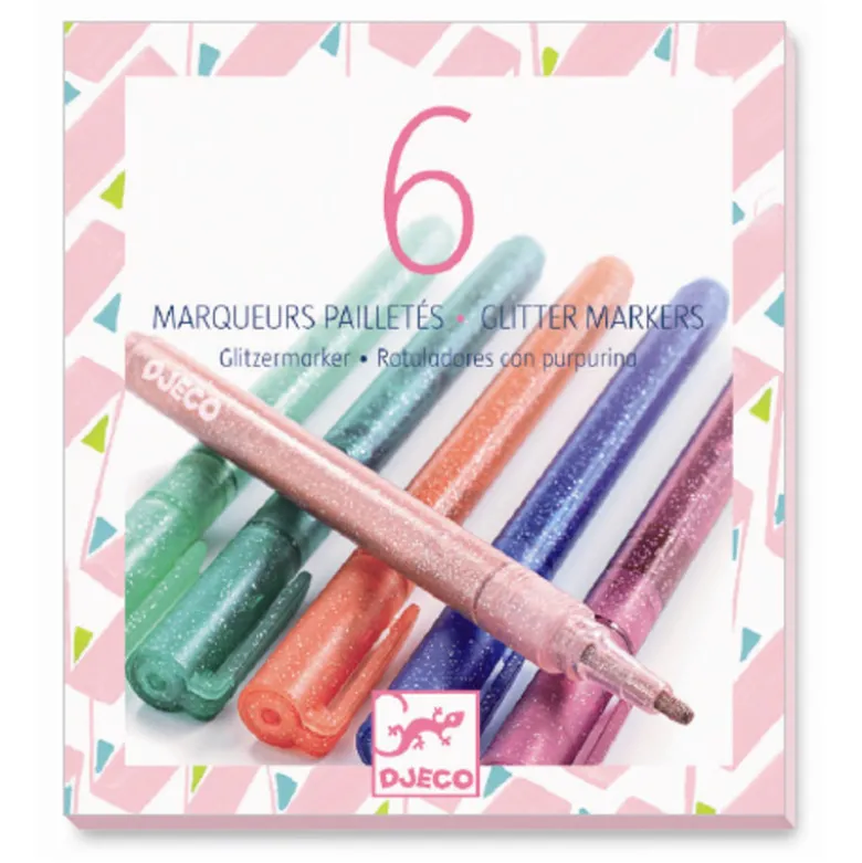 Djeco Glitter Pens, Sweet – 6 pcs.