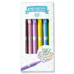 Djeco Lovely Paper, 6 Outline Pens - Silver