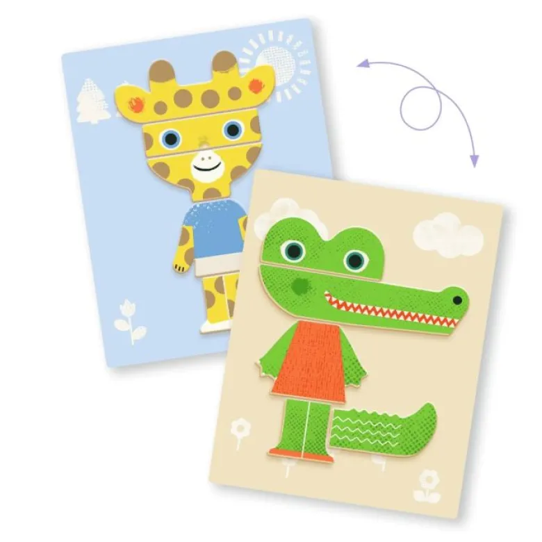 Djeco Magnetic Playset, Inzebox - Mix & Match Animals