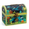 Djeco Piggy Bank, Treasure Chest with Dinosaurs and Lock