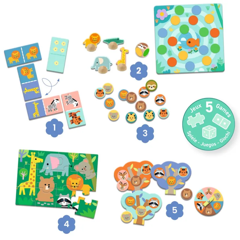 Djeco Play & Learn – 5 Fun Games on the Savannah