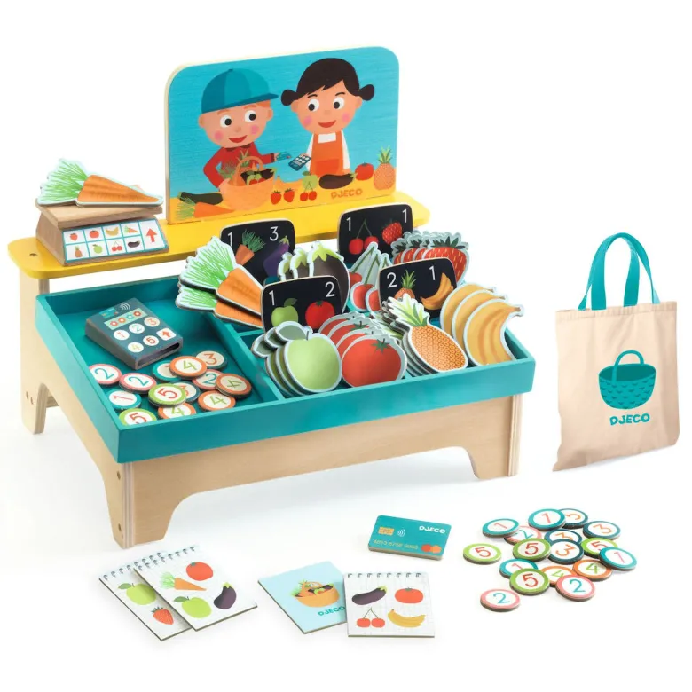 Djeco Play Food Set, Léa & Milo - Little Market Stall