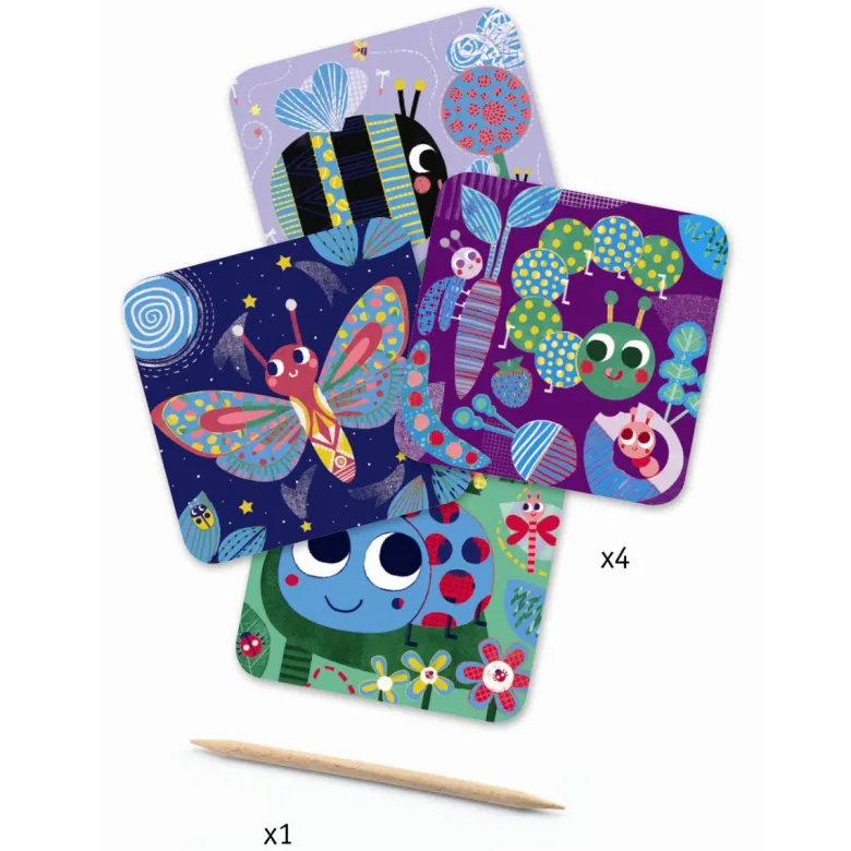Djeco Scratch Cards for Little Ones, Insects