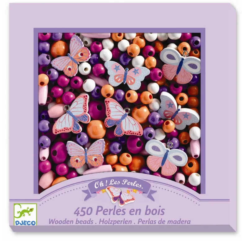 Djeco Wooden Beads, Butterflies