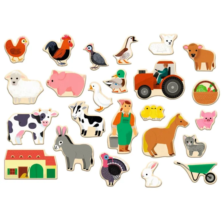 Djeco Wooden Magnets, Farmix