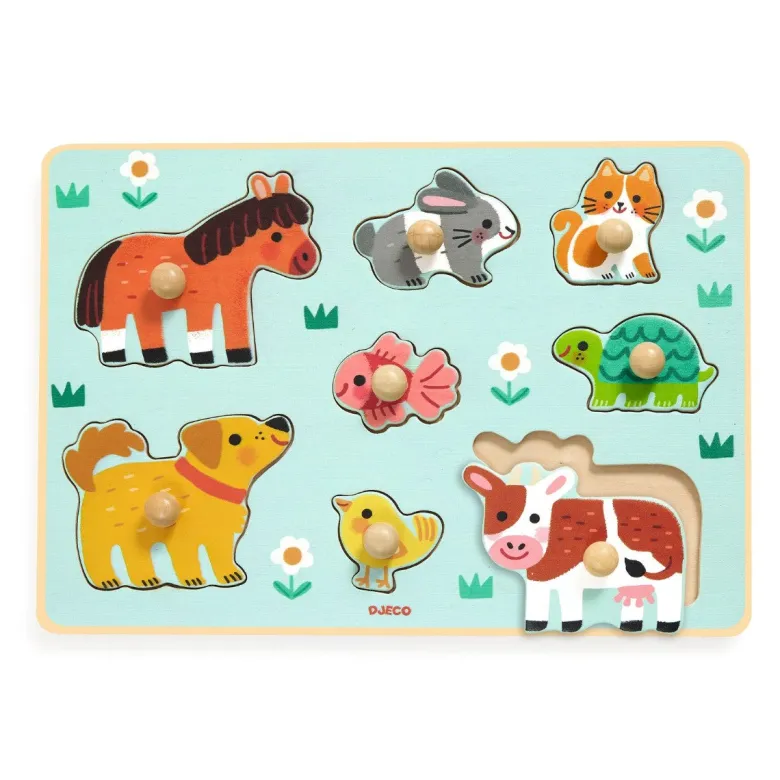 Djeco Wooden Peg Puzzle, Dog'n'Co