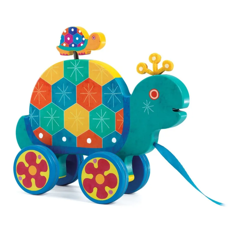 Djeco Wooden Pull-Along Toy – Gaspard the Turtle
