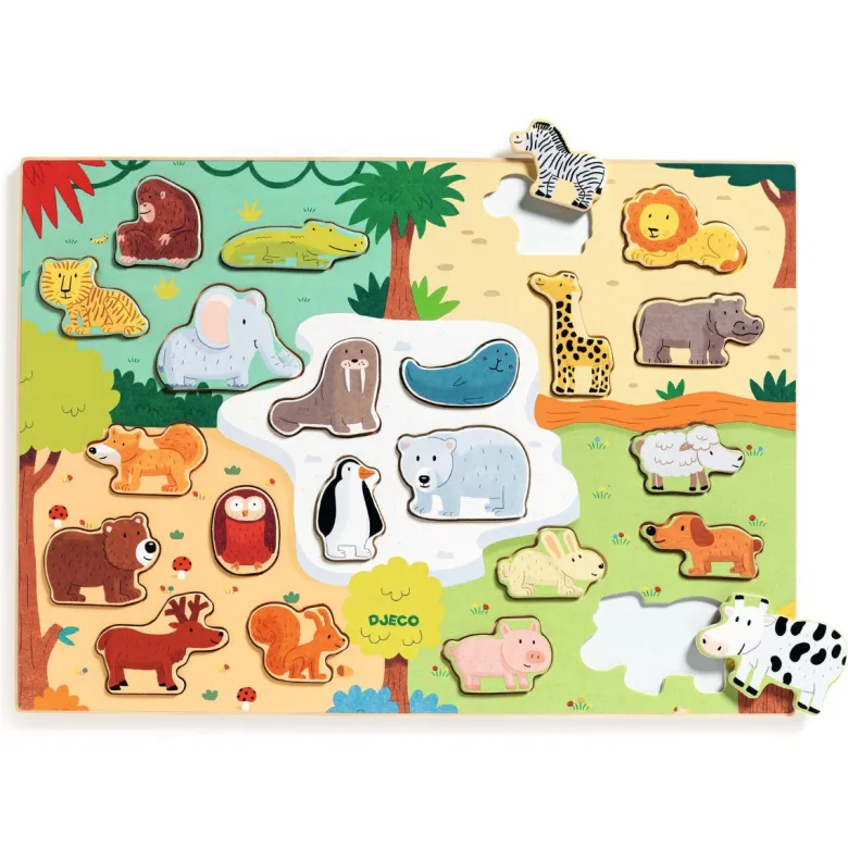 Djeco Wooden Puzzle, Animals