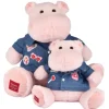 Doudou et Compagnie Hippo Plush Toy, Pink with Denim Jacket - 38 cm