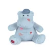Doudou et Compagnie Hippopotamus Plush, Blue with Embroidered Patches - 20 cm
