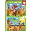 Educa Puzzle Set, 2 Puzzles – Dragons & Knights, 48 Pieces