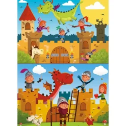 Educa Puzzle Set, 2 Puzzles – Dragons & Knights, 48 Pieces