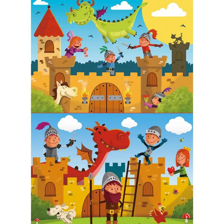 Educa Puzzle Set, 2 Puzzles – Dragons & Knights, 48 Pieces