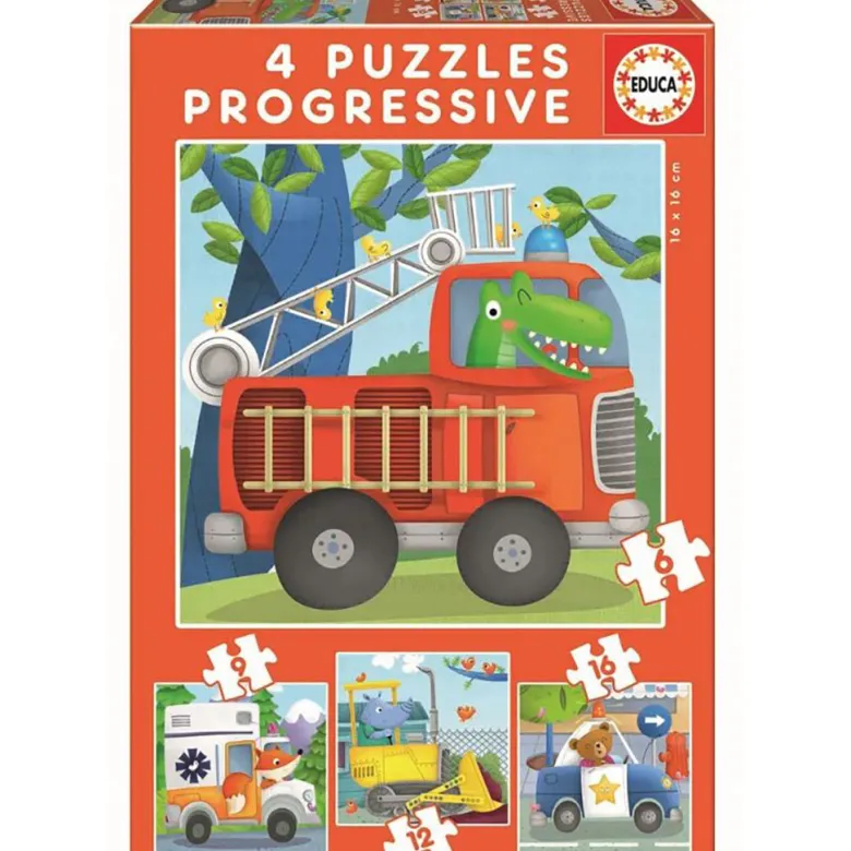 Educa Puzzle Set, 4 Puzzles, Rescue Patrol - 6, 9, 12, and 16 Pieces