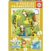 Educa Puzzle Set: Wild Animals - 4 Jigsaw Puzzles with 12, 16, 20, and 25 Pieces