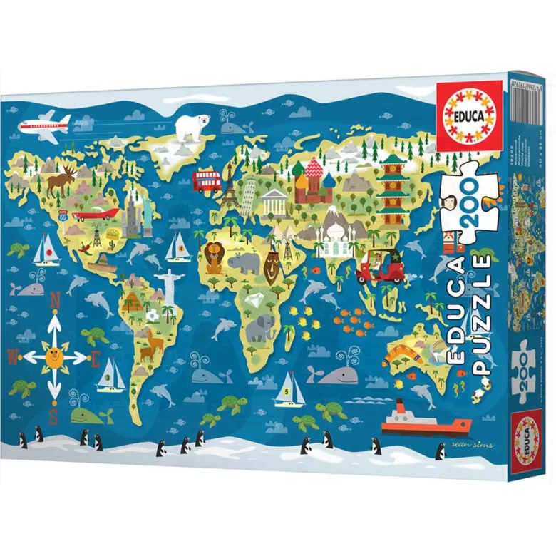 Educa Puzzle, World Map - 200 Pieces