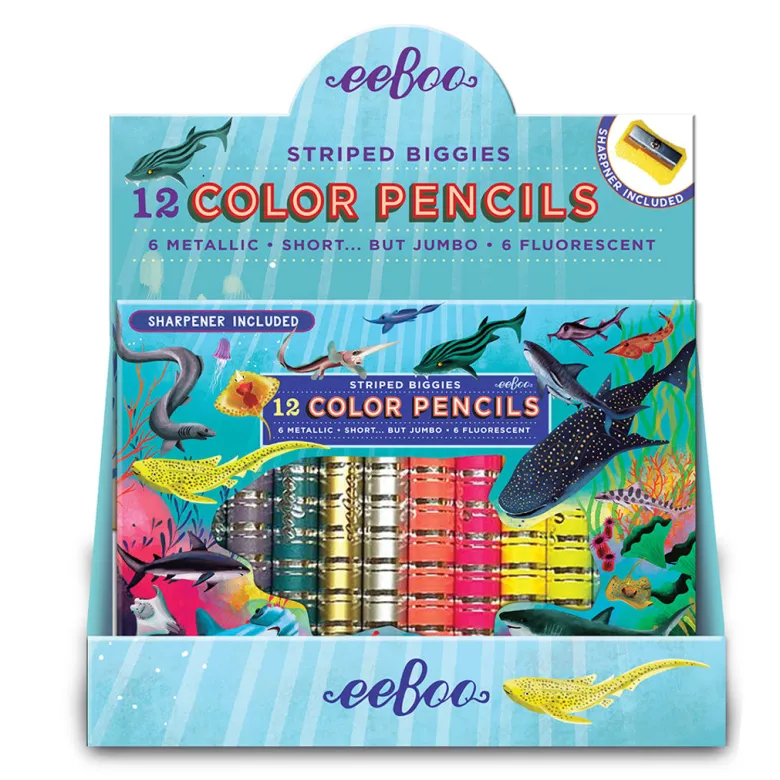 eeBoo 12 Double-Ended Colored Pencils, Sharks