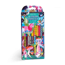 eeBoo 12 Double-Ended Colour Pencils, Neon Metallic – Magical Creatures