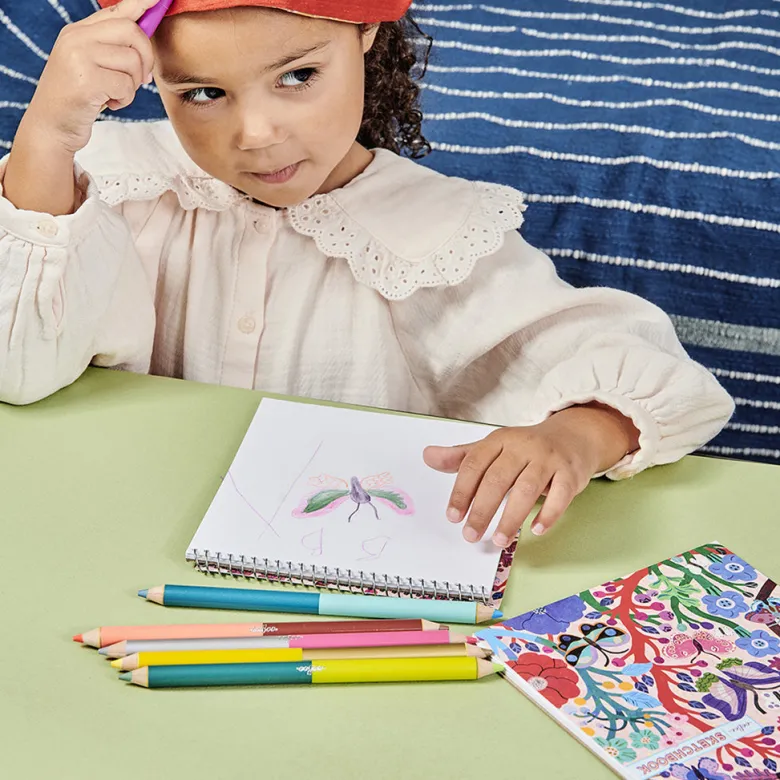 eeBoo 6 Double-Ended Jumbo Colored Pencils, Butterfly Collection