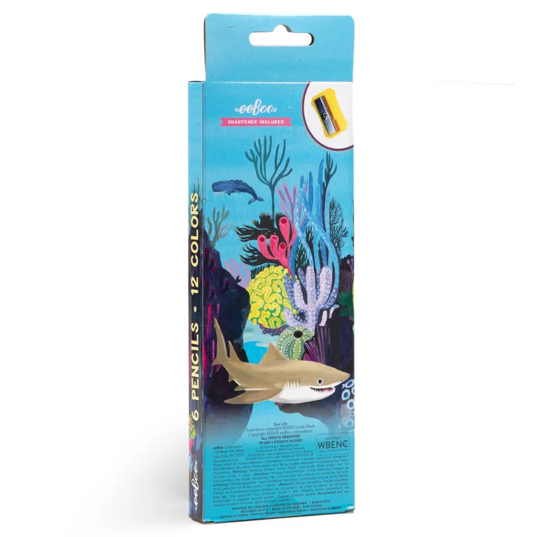 eeBoo 6 Jumbo Color Pencils, Sea Life Edition