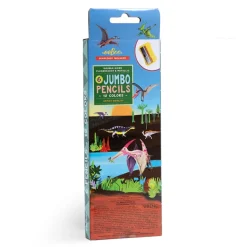 eeBoo 6 Jumbo Double-Ended Colour Pencils, Dinosaur